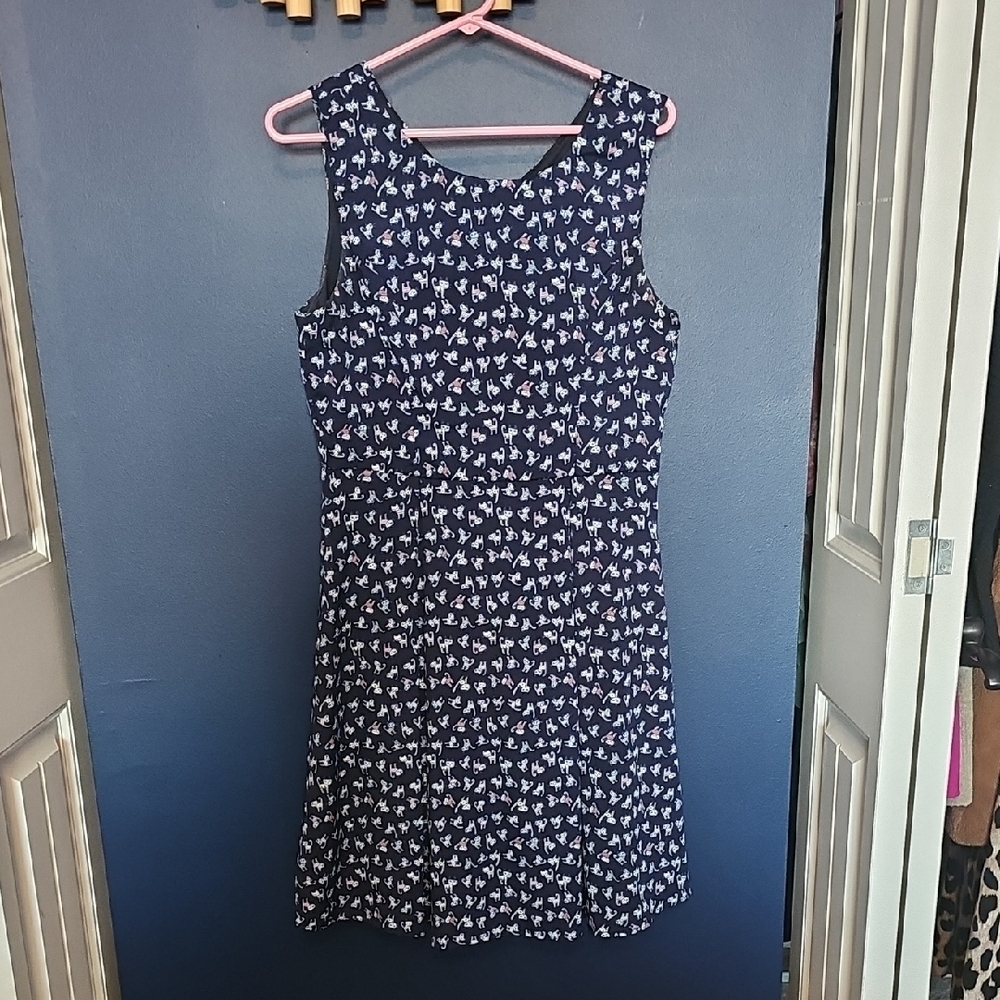 Floral Sleeveless Navy Dress